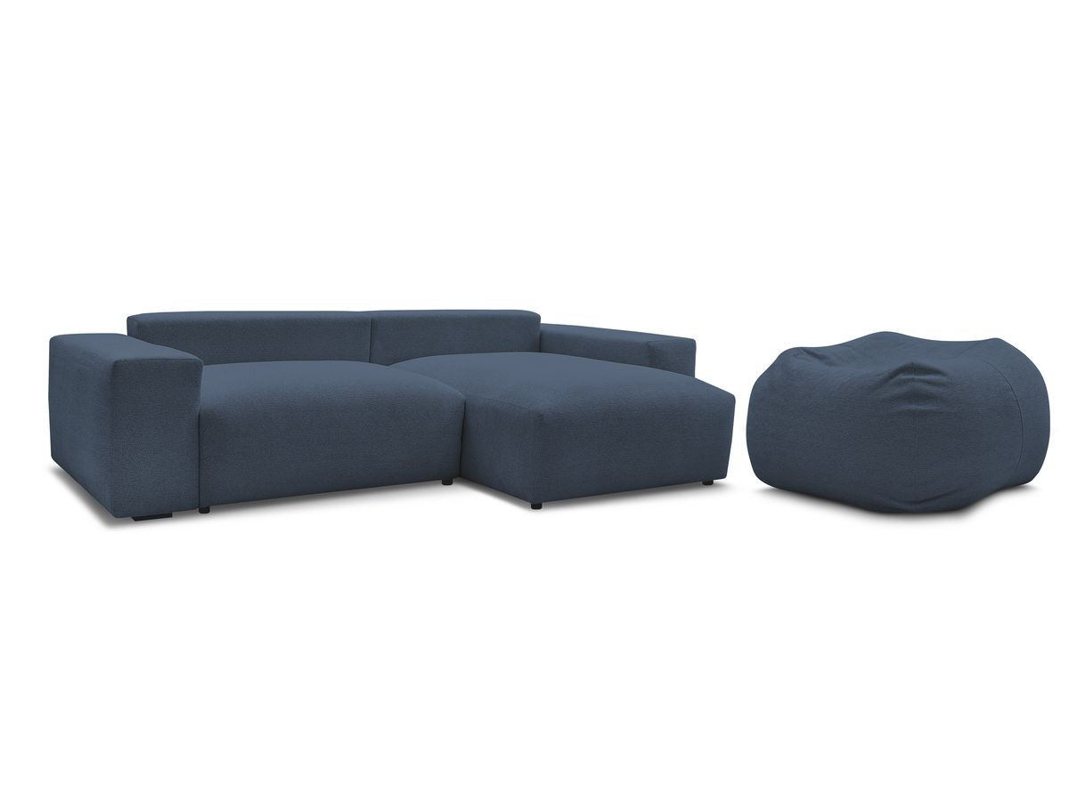 Canapé d'angle réversible convertible coffre VOLTAIRE tissu chiné avec pouf