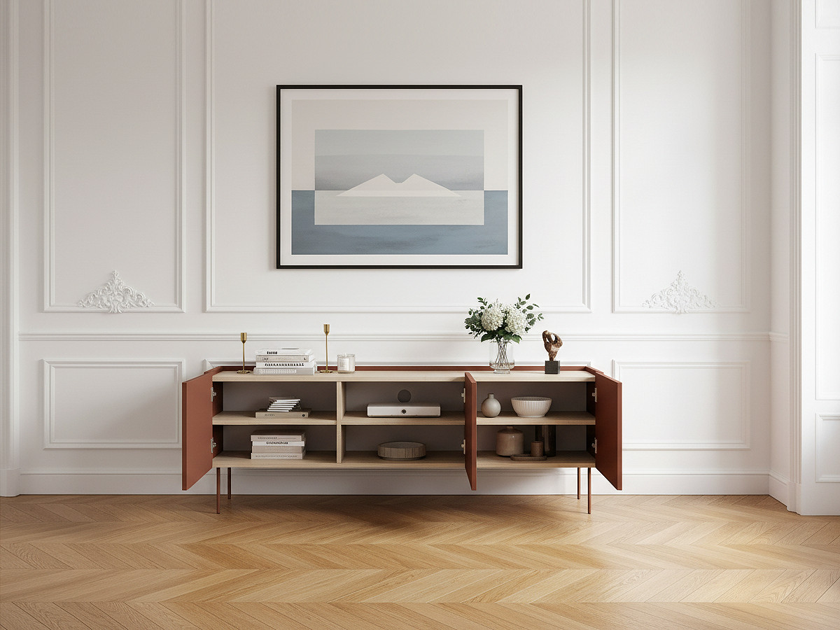 Meuble TV 3 portes 170 cm ATLAS rouge — vue 6