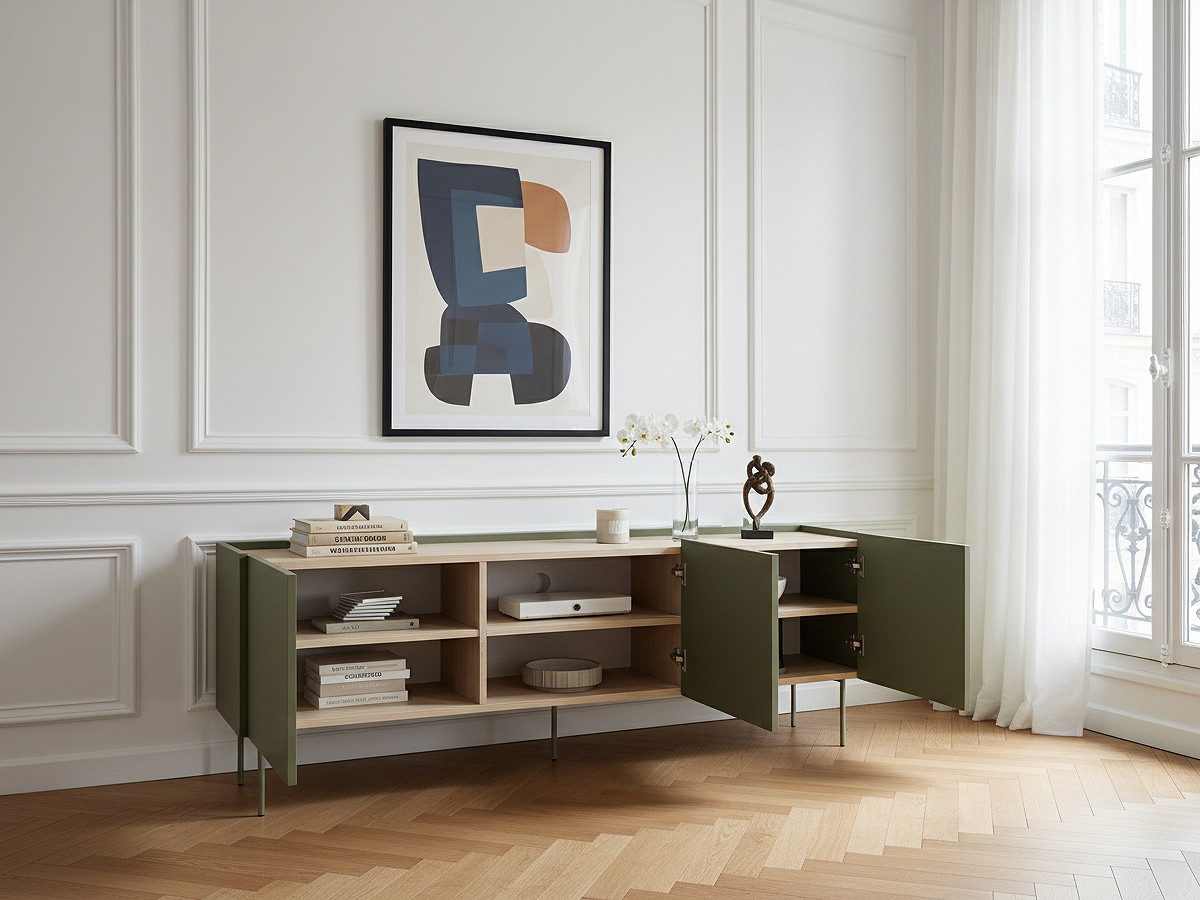 Meuble TV 3 portes 170 cm ATLAS vert — vue 6
