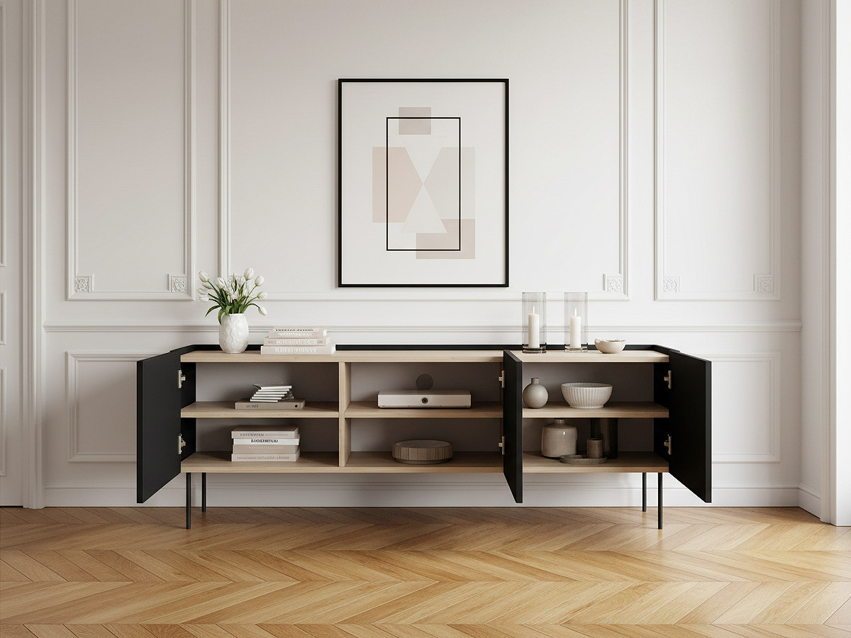 Meuble TV 3 portes 170 cm ATLAS noir — vue 5