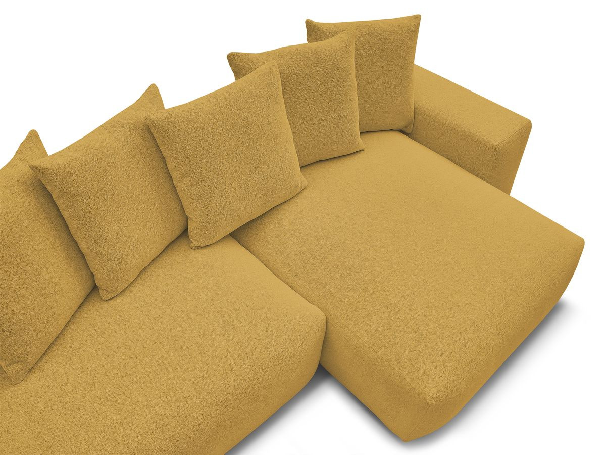 Canapé d'angle réversible convertible coffre VOLTAIRE tissu chiné avec pouf