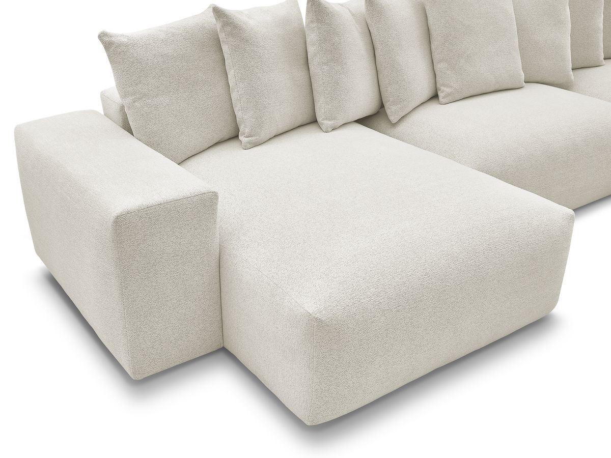 Canapé panoramique convertible coffre VOLTAIRE chiné avec pouf blanc — vue 4