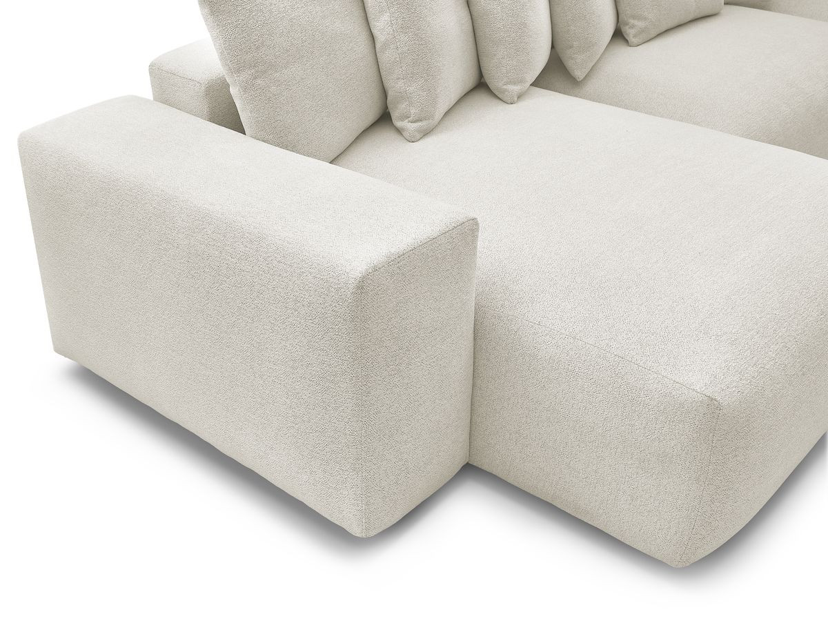 Canapé panoramique convertible coffre VOLTAIRE chiné avec pouf blanc — vue 5