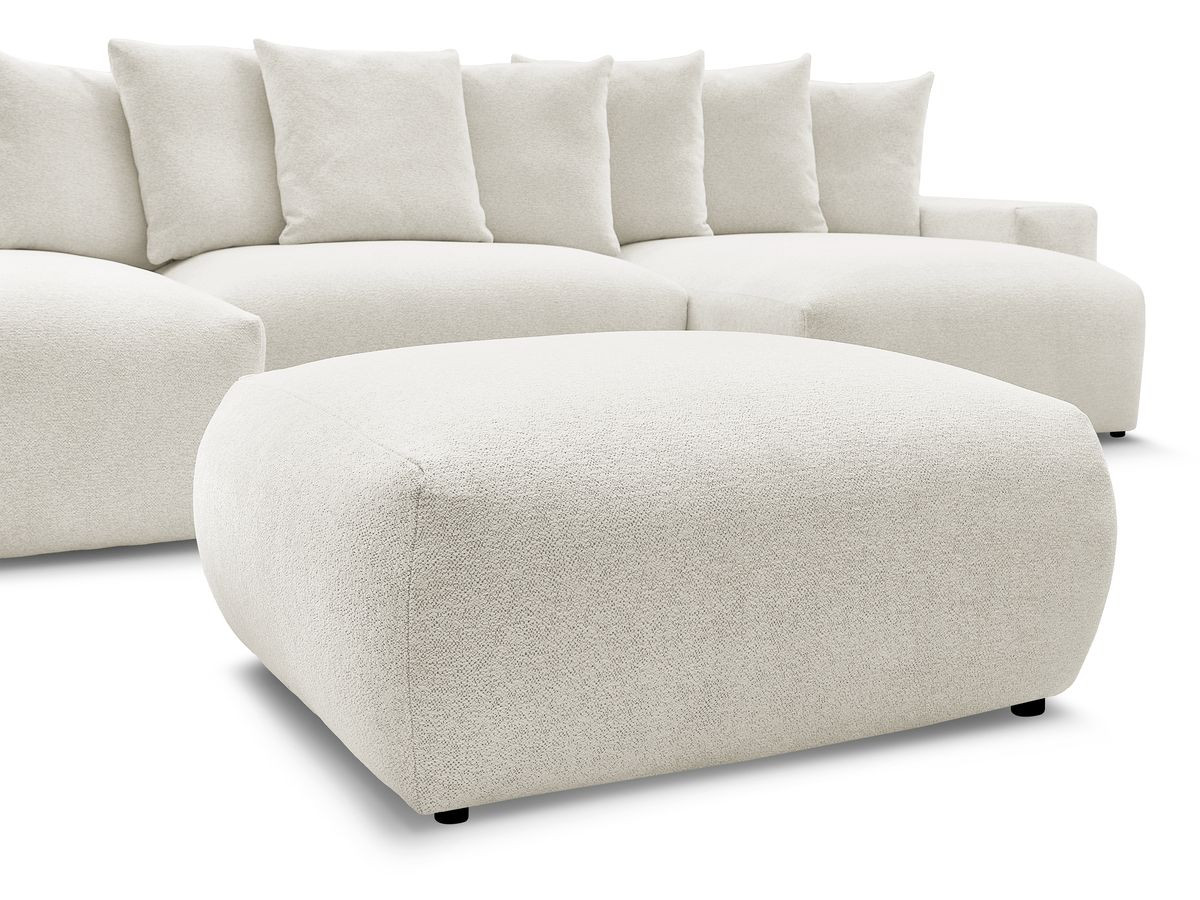 Canapé panoramique convertible coffre VOLTAIRE tissu chiné avec pouf