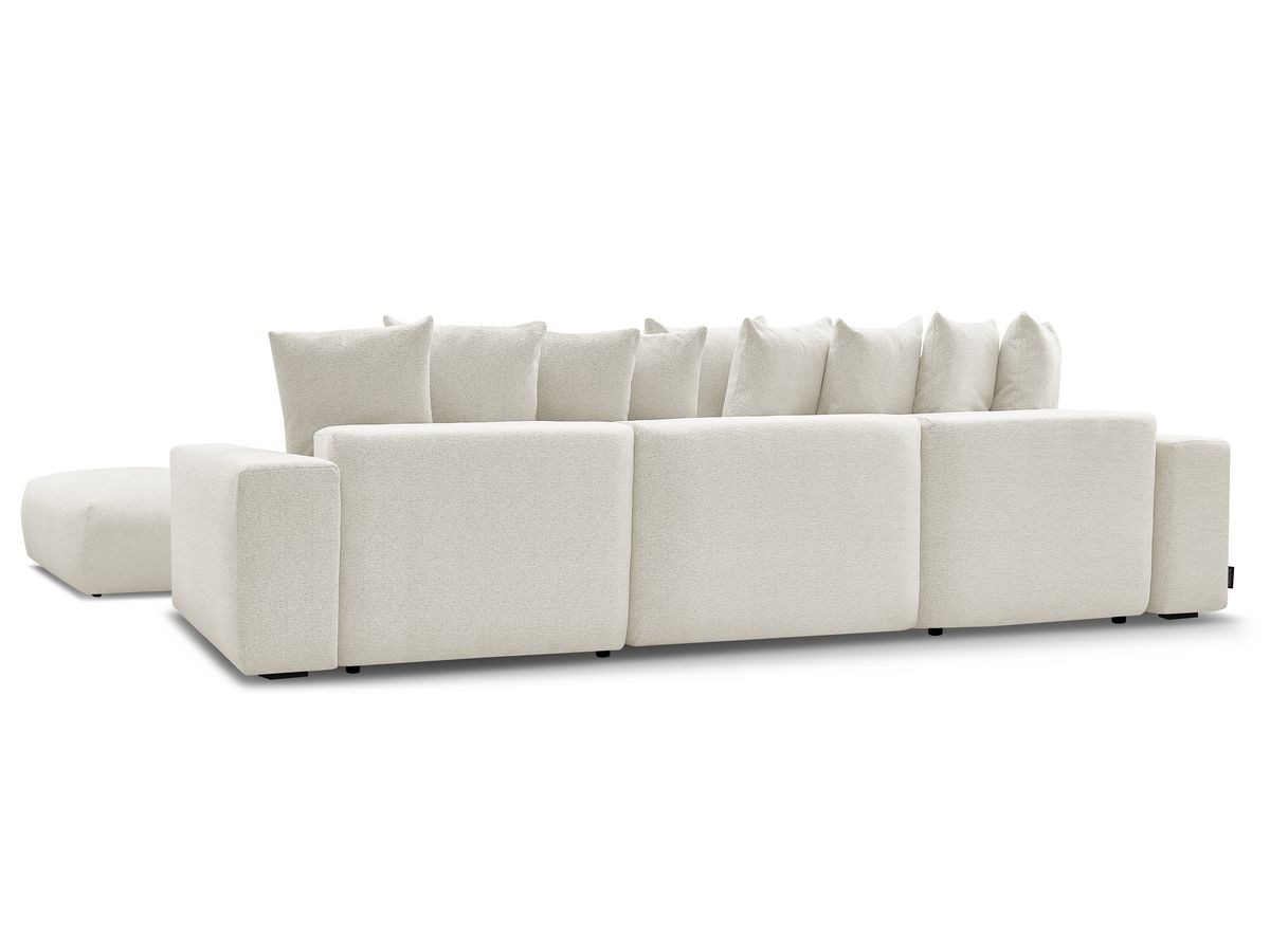 Canapé panoramique convertible coffre VOLTAIRE tissu chiné avec pouf