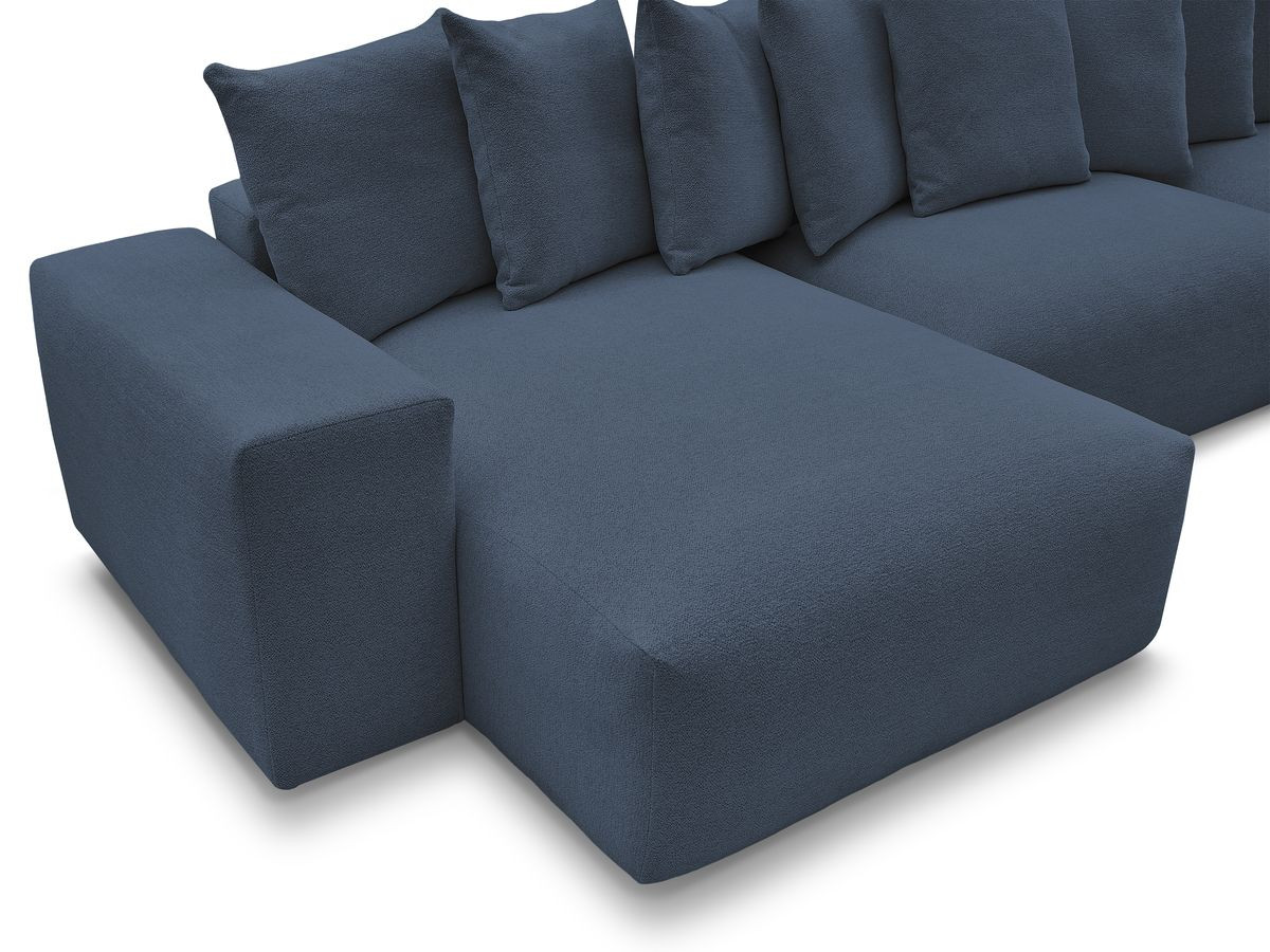 Canapé panoramique convertible coffre VOLTAIRE tissu chiné avec pouf