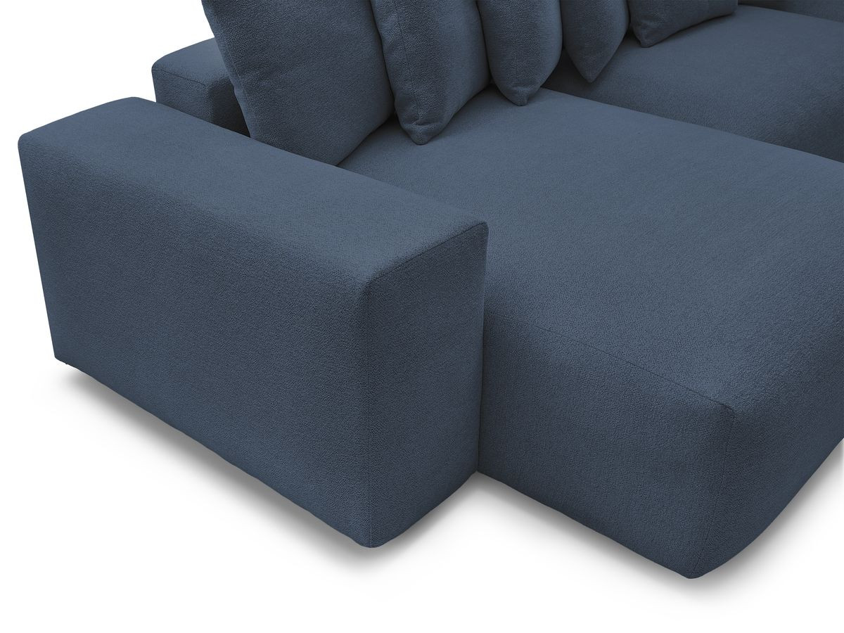 Canapé panoramique convertible coffre VOLTAIRE chiné avec pouf bleu foncé — vue 4