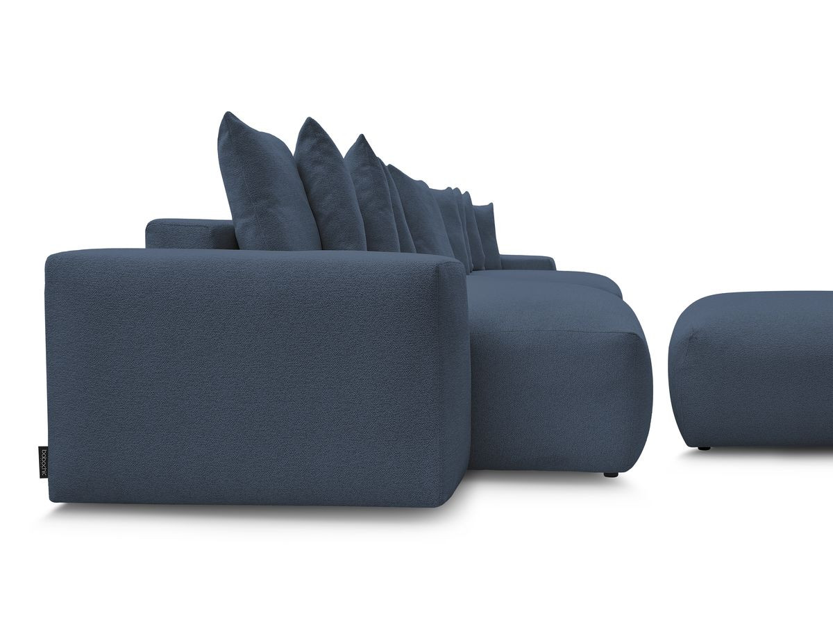 Canapé panoramique convertible coffre VOLTAIRE tissu chiné avec pouf