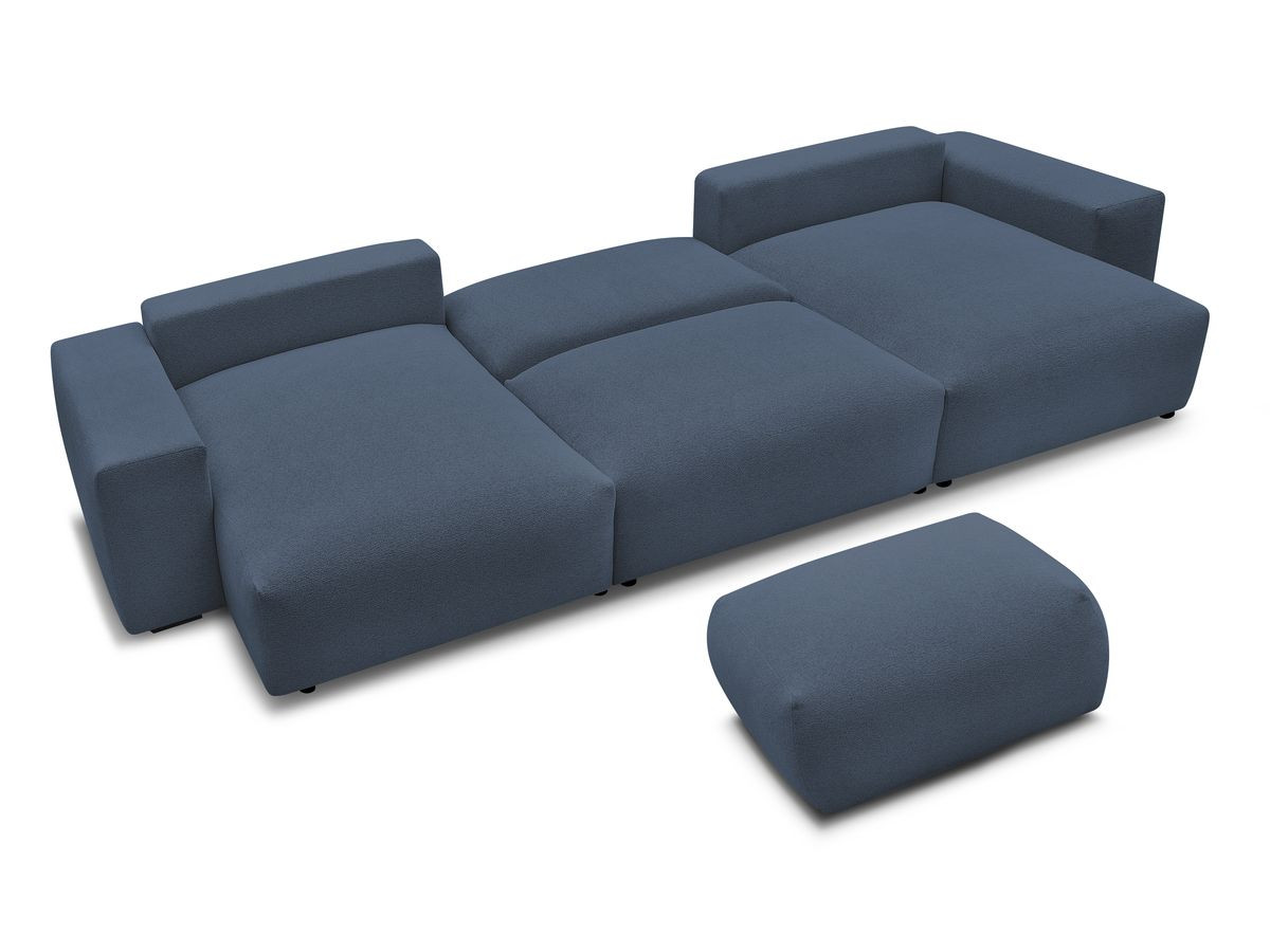 Canapé panoramique convertible coffre VOLTAIRE tissu chiné avec pouf