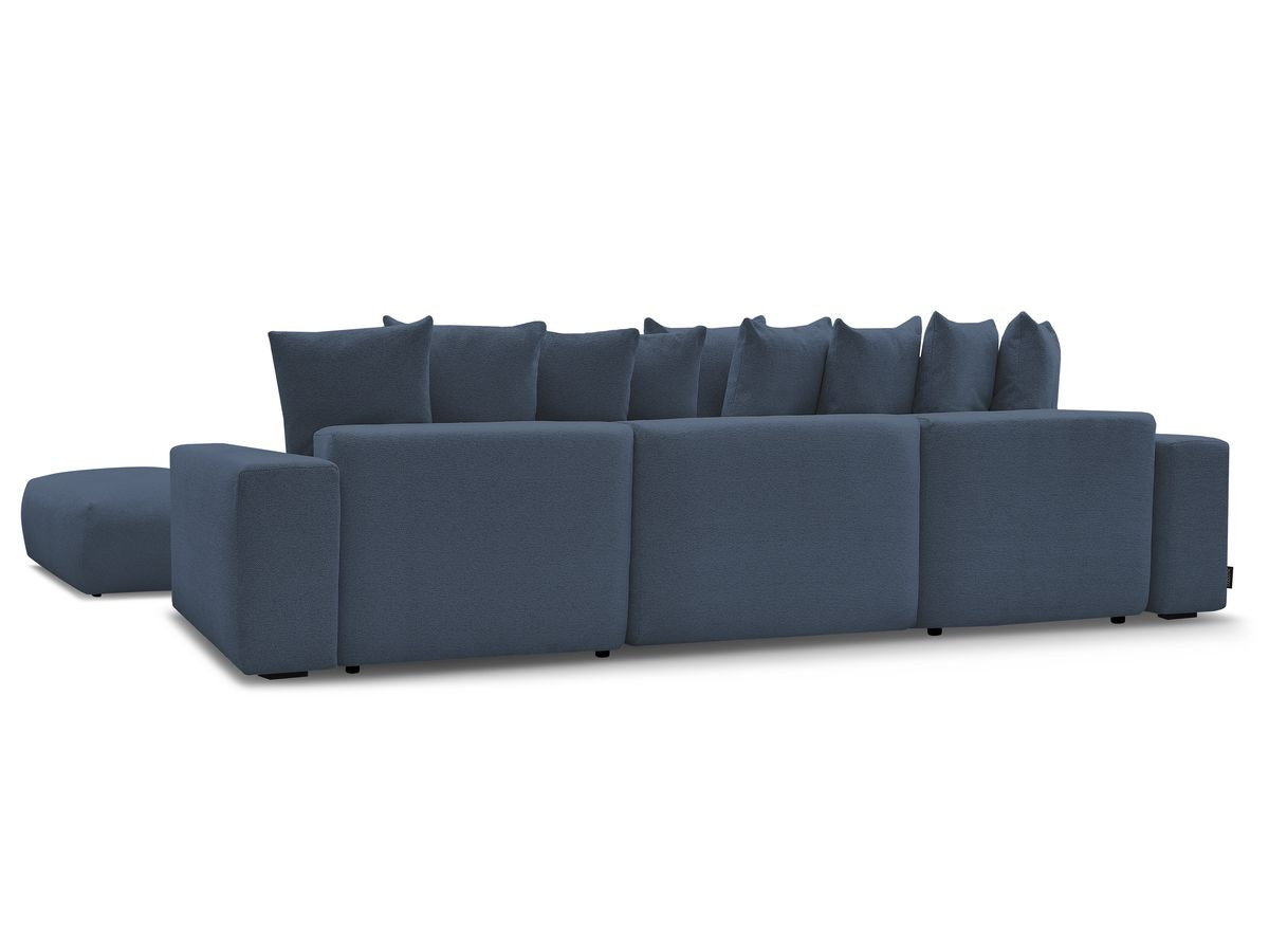 Canapé panoramique convertible coffre VOLTAIRE tissu chiné avec pouf
