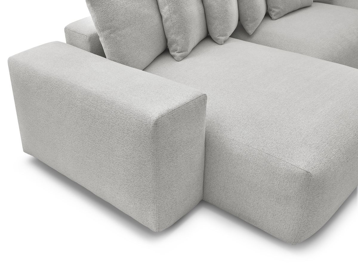 Canapé panoramique convertible coffre VOLTAIRE chiné avec pouf gris clair — vue 4