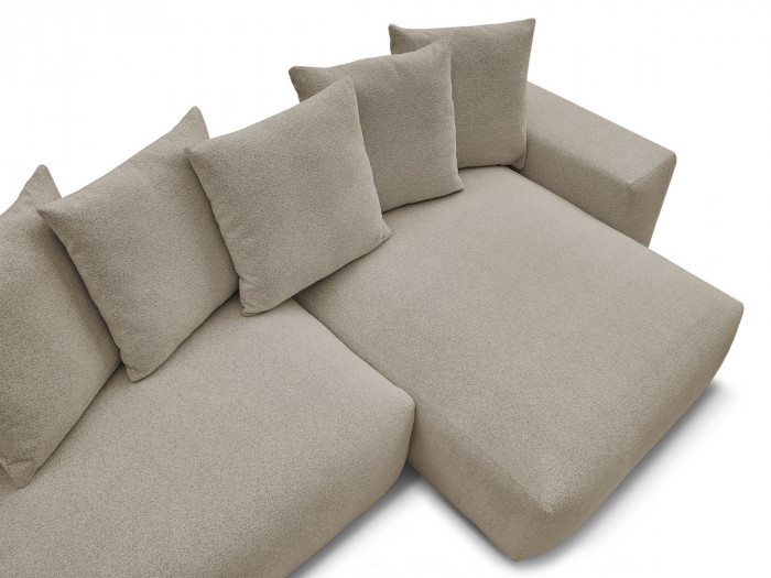 Canapé d'angle réversible convertible coffre VOLTAIRE tissu chiné avec pouf