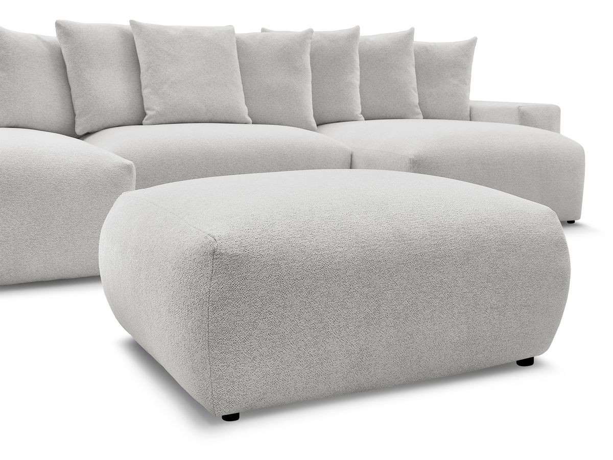 Canapé panoramique convertible coffre VOLTAIRE tissu chiné avec pouf