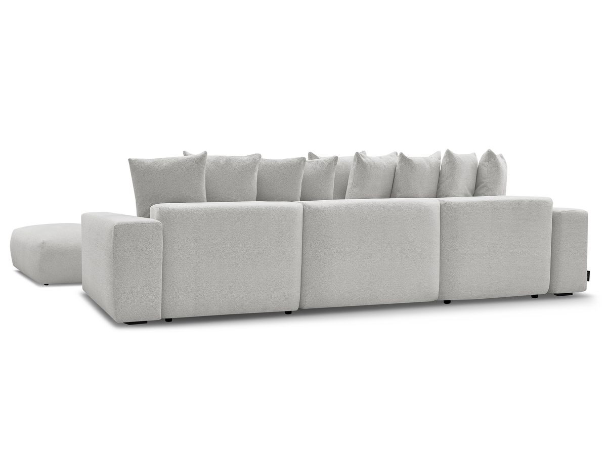 Canapé panoramique convertible coffre VOLTAIRE tissu chiné avec pouf