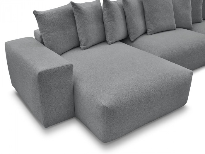 Canapé panoramique convertible coffre VOLTAIRE tissu chiné avec pouf