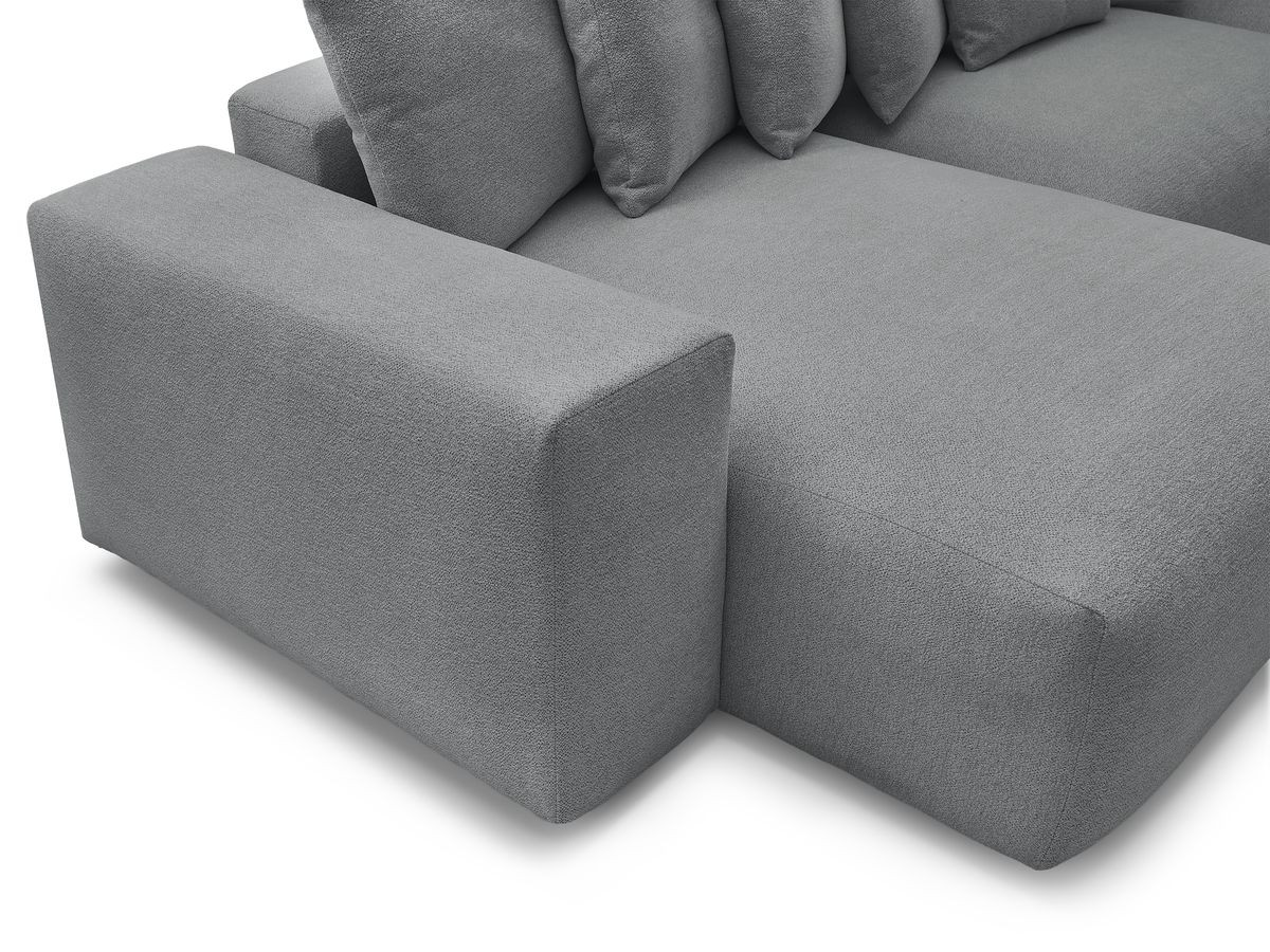 Canapé panoramique convertible coffre VOLTAIRE chiné avec pouf gris foncé — vue 4