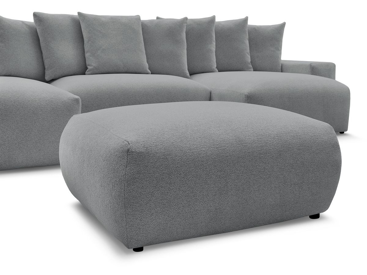 Canapé panoramique convertible coffre VOLTAIRE tissu chiné avec pouf