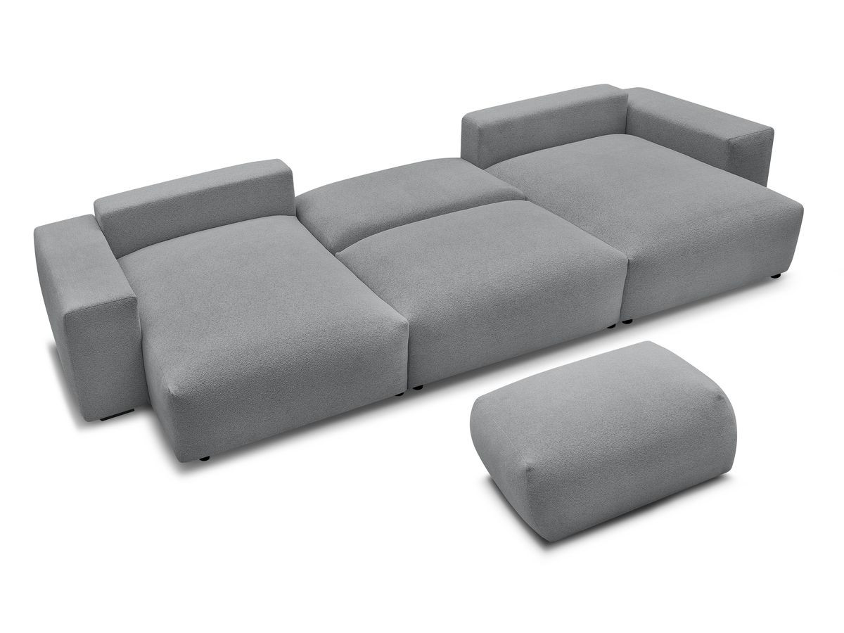 Canapé panoramique convertible coffre VOLTAIRE tissu chiné avec pouf