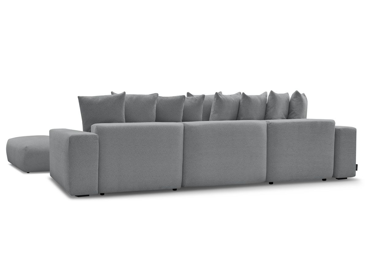 Canapé panoramique convertible coffre VOLTAIRE tissu chiné avec pouf