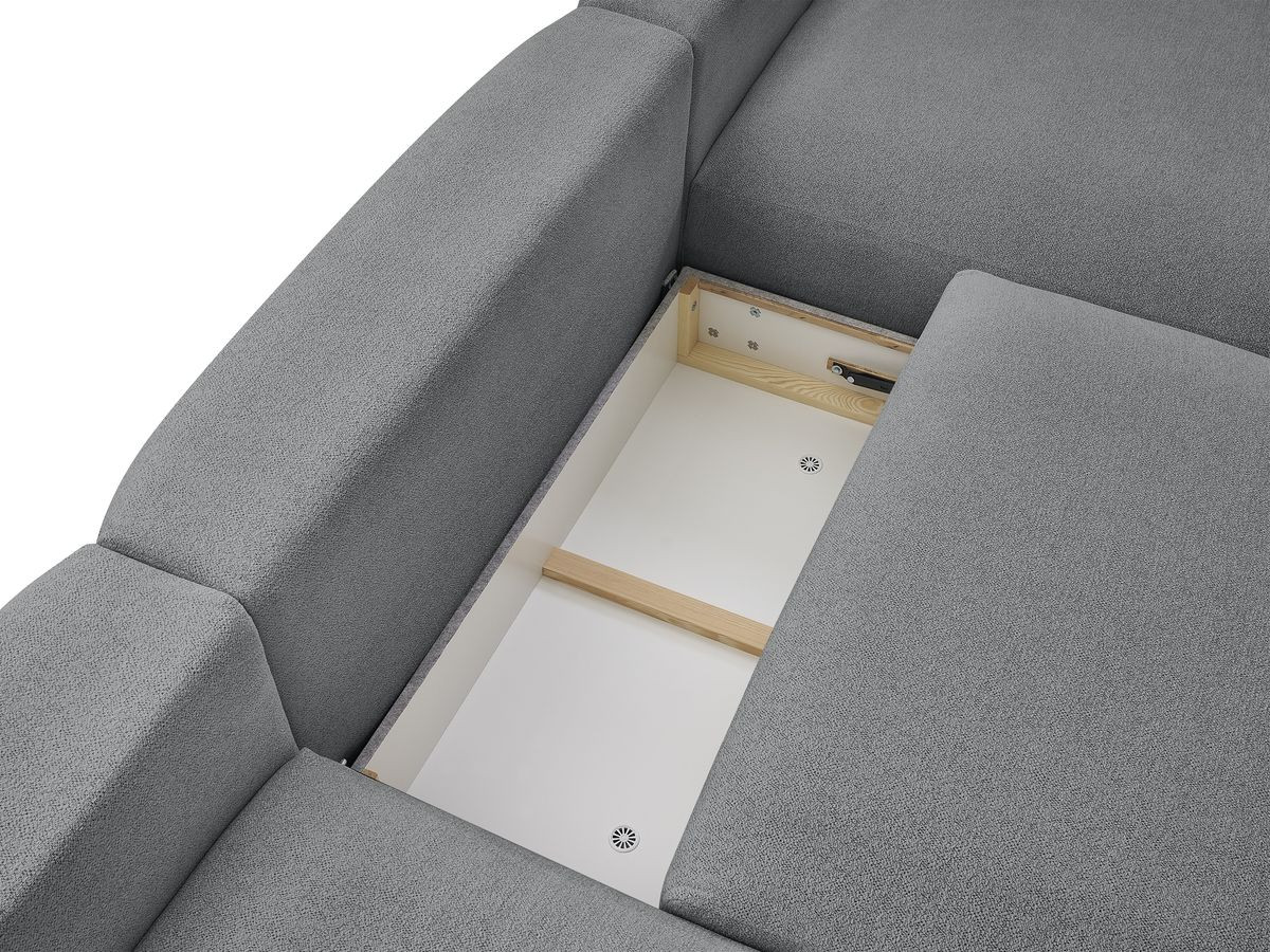 Canapé panoramique convertible coffre VOLTAIRE tissu chiné avec pouf