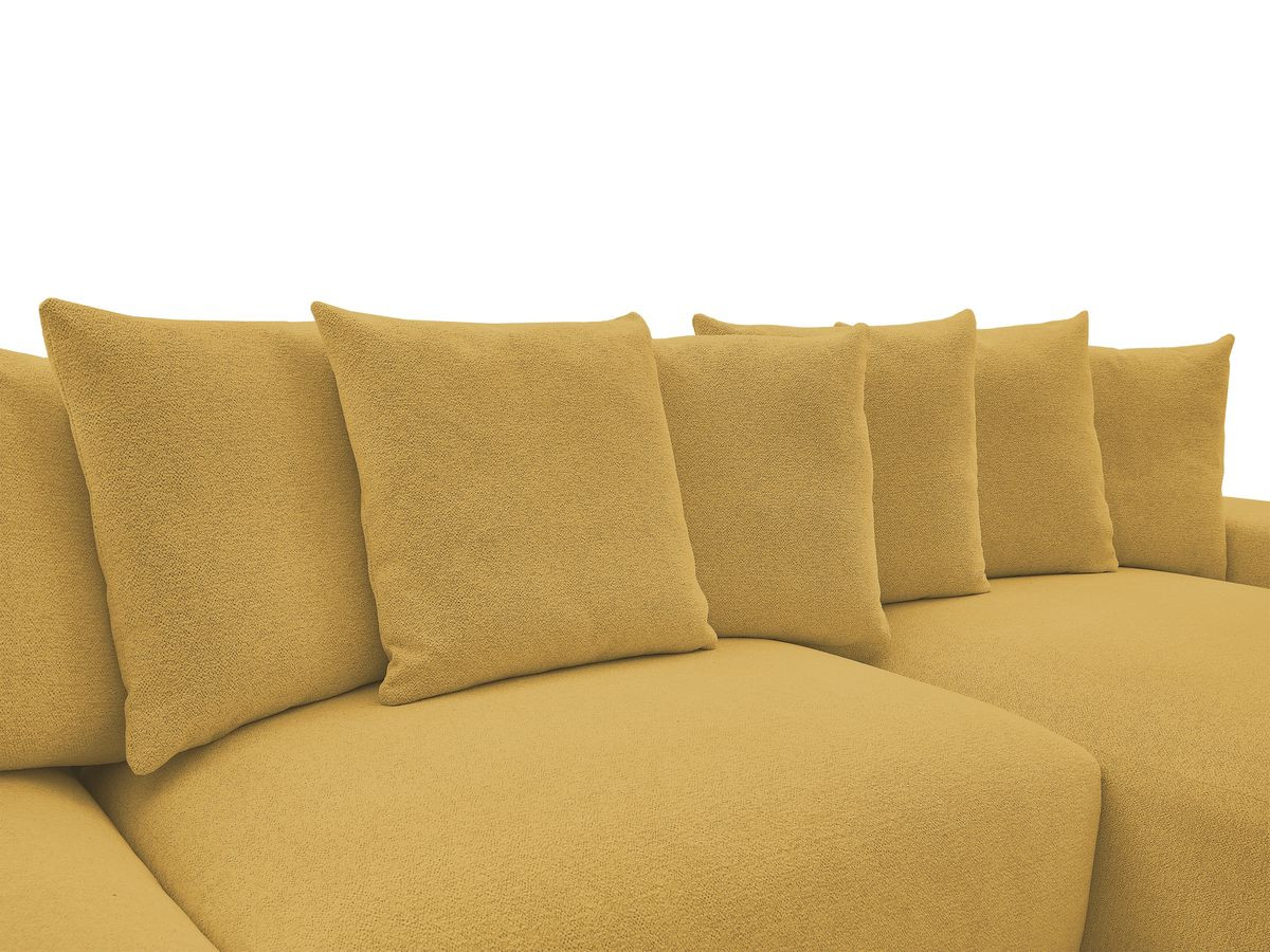 Canapé panoramique convertible coffre VOLTAIRE chiné avec pouf jaune — vue 5