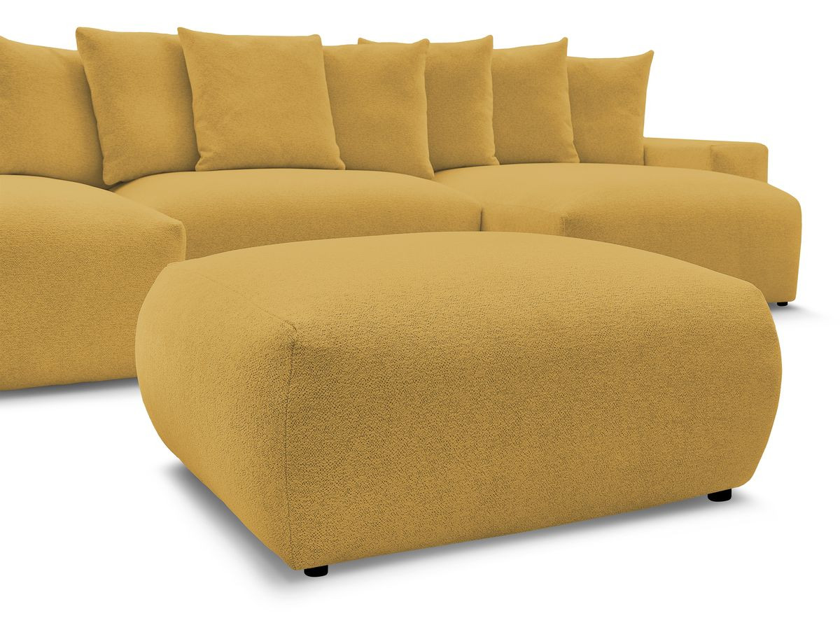 Canapé panoramique convertible coffre VOLTAIRE tissu chiné avec pouf