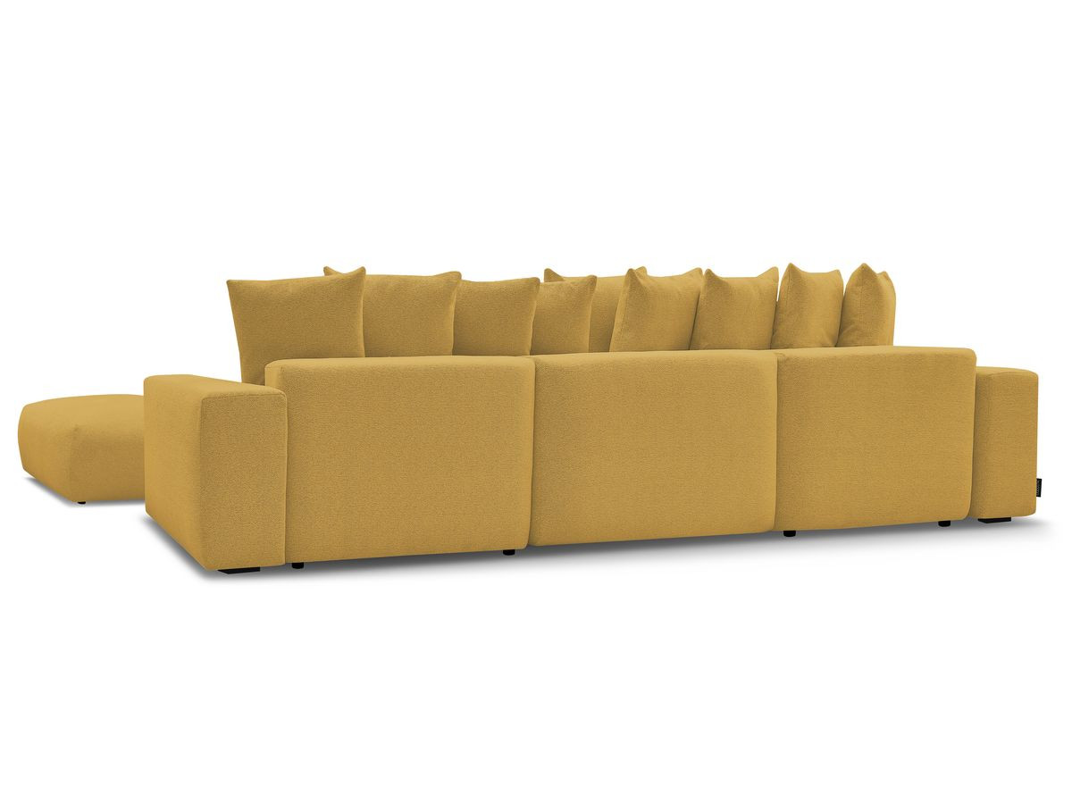 Canapé panoramique convertible coffre VOLTAIRE tissu chiné avec pouf