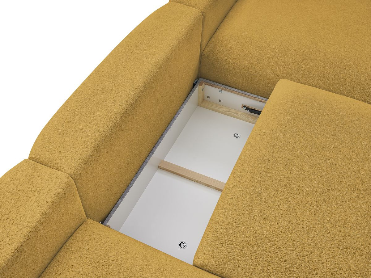 Canapé panoramique convertible coffre VOLTAIRE tissu chiné avec pouf