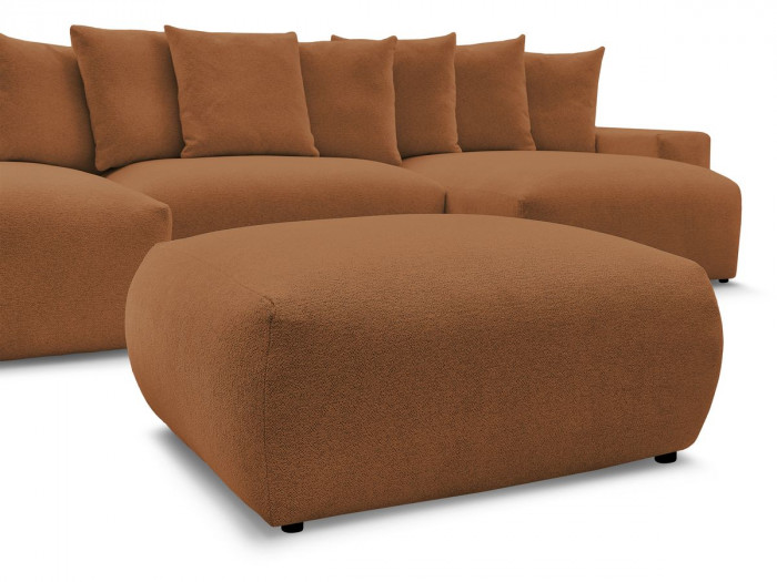 Canapé panoramique convertible coffre VOLTAIRE tissu chiné avec pouf