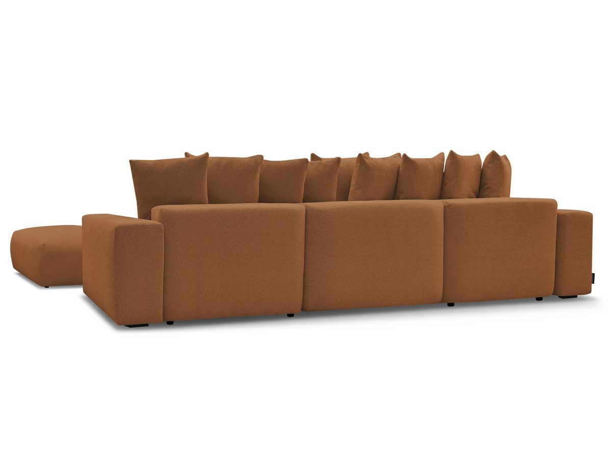 Canapé panoramique convertible coffre VOLTAIRE tissu chiné avec pouf