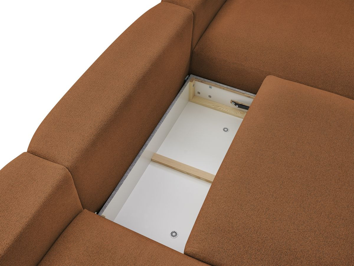Canapé panoramique convertible coffre VOLTAIRE tissu chiné avec pouf