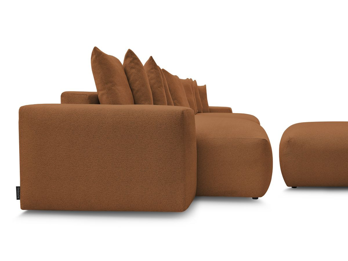 Canapé panoramique convertible coffre VOLTAIRE tissu chiné avec pouf