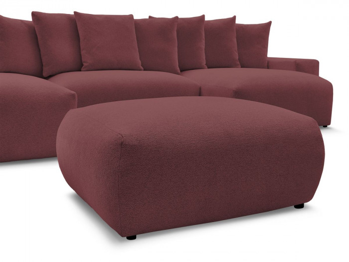 Canapé panoramique convertible coffre VOLTAIRE tissu chiné avec pouf