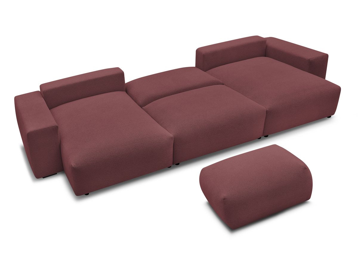 Canapé panoramique convertible coffre VOLTAIRE chiné avec pouf rouge — vue 5