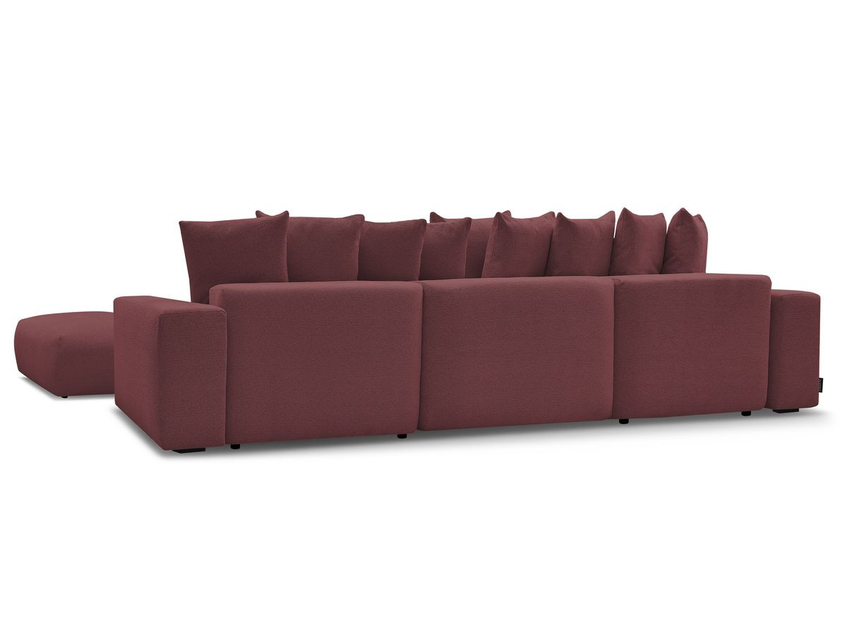 Canapé panoramique convertible coffre VOLTAIRE chiné avec pouf rouge — vue 6