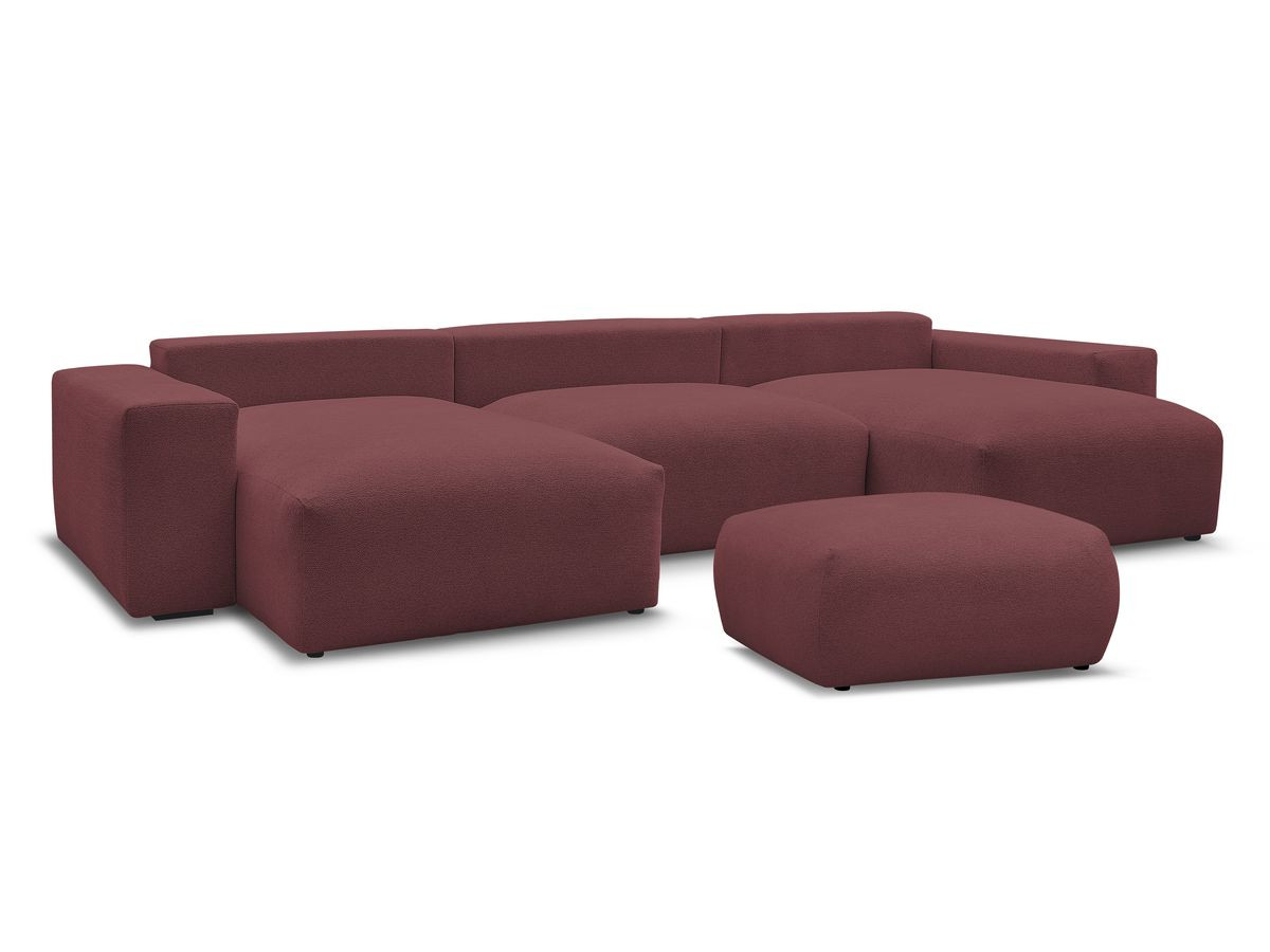 Canapé panoramique convertible coffre VOLTAIRE tissu chiné avec pouf