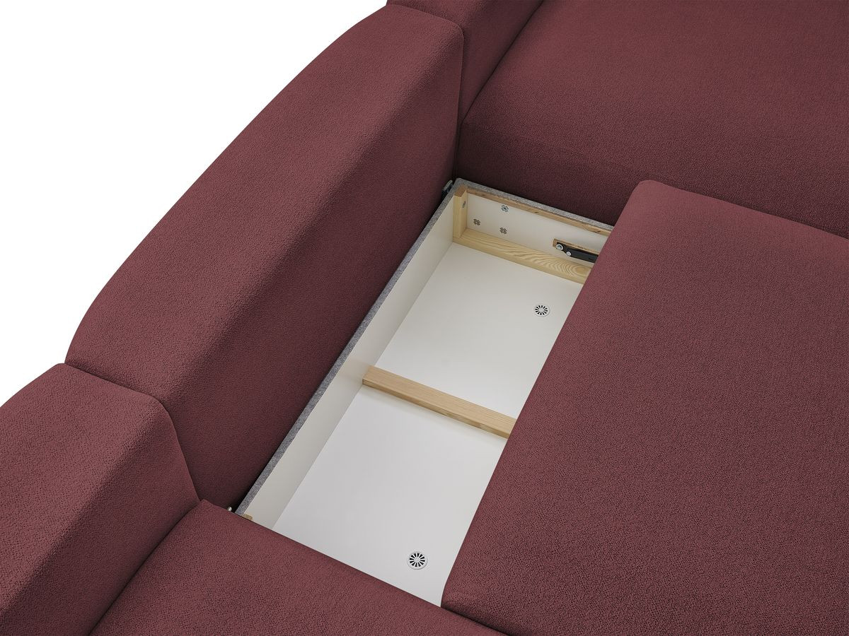 Canapé panoramique convertible coffre VOLTAIRE tissu chiné avec pouf