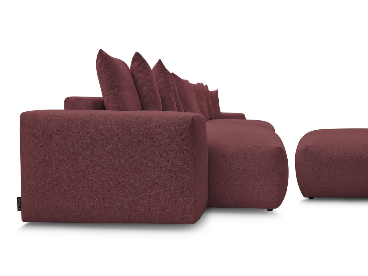 Canapé panoramique convertible coffre VOLTAIRE tissu chiné avec pouf