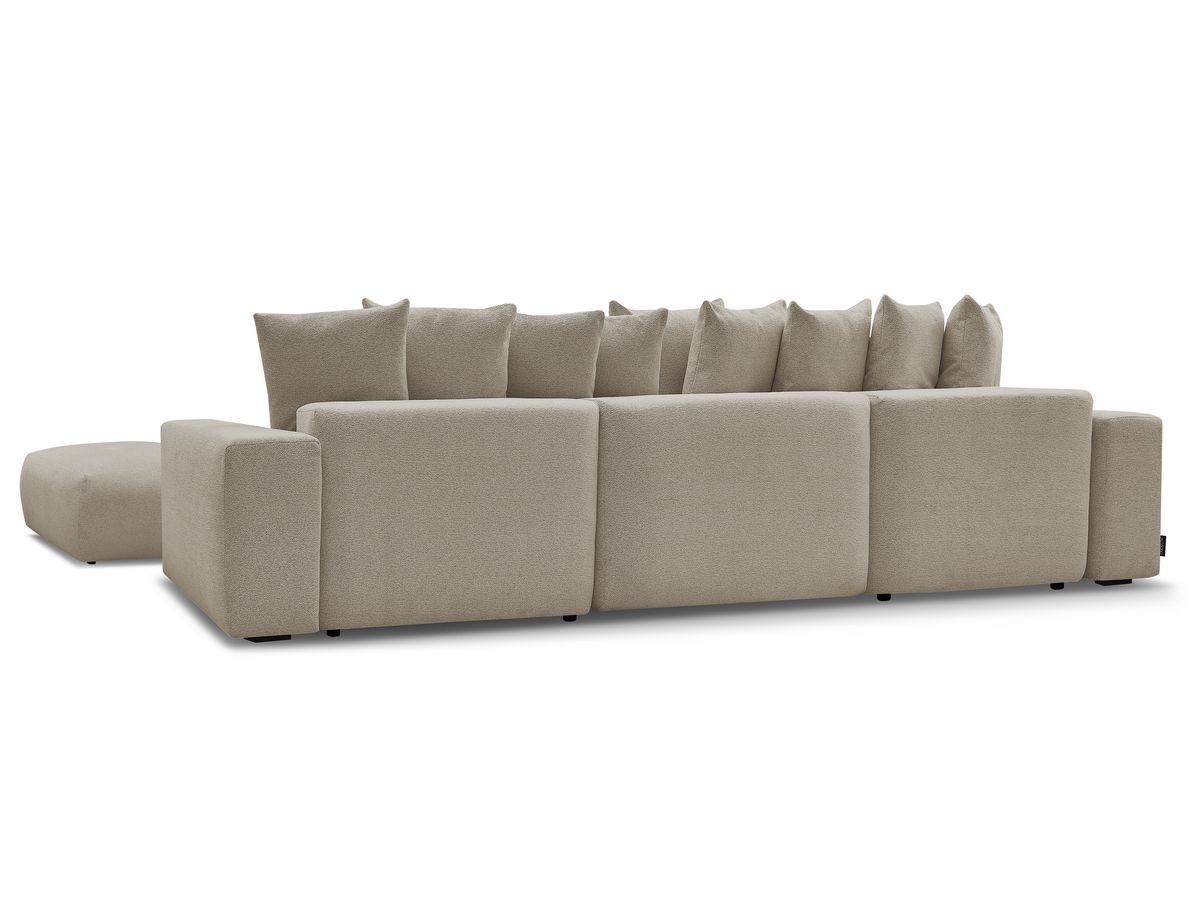Canapé panoramique convertible coffre VOLTAIRE tissu chiné avec pouf
