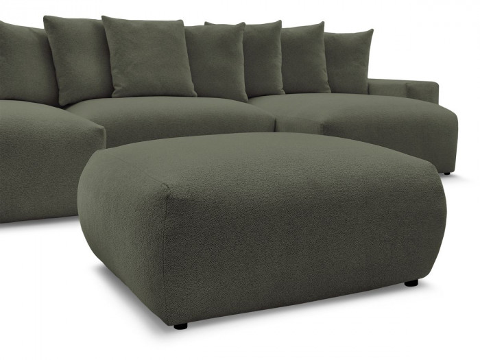 Canapé panoramique convertible coffre VOLTAIRE tissu chiné avec pouf
