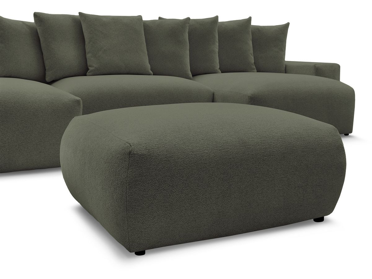 Canapé panoramique convertible coffre VOLTAIRE chiné avec pouf vert