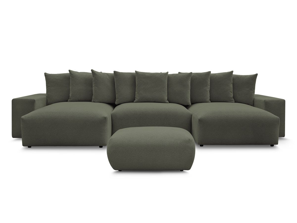 Canapé panoramique convertible coffre VOLTAIRE chiné avec pouf vert — vue 4