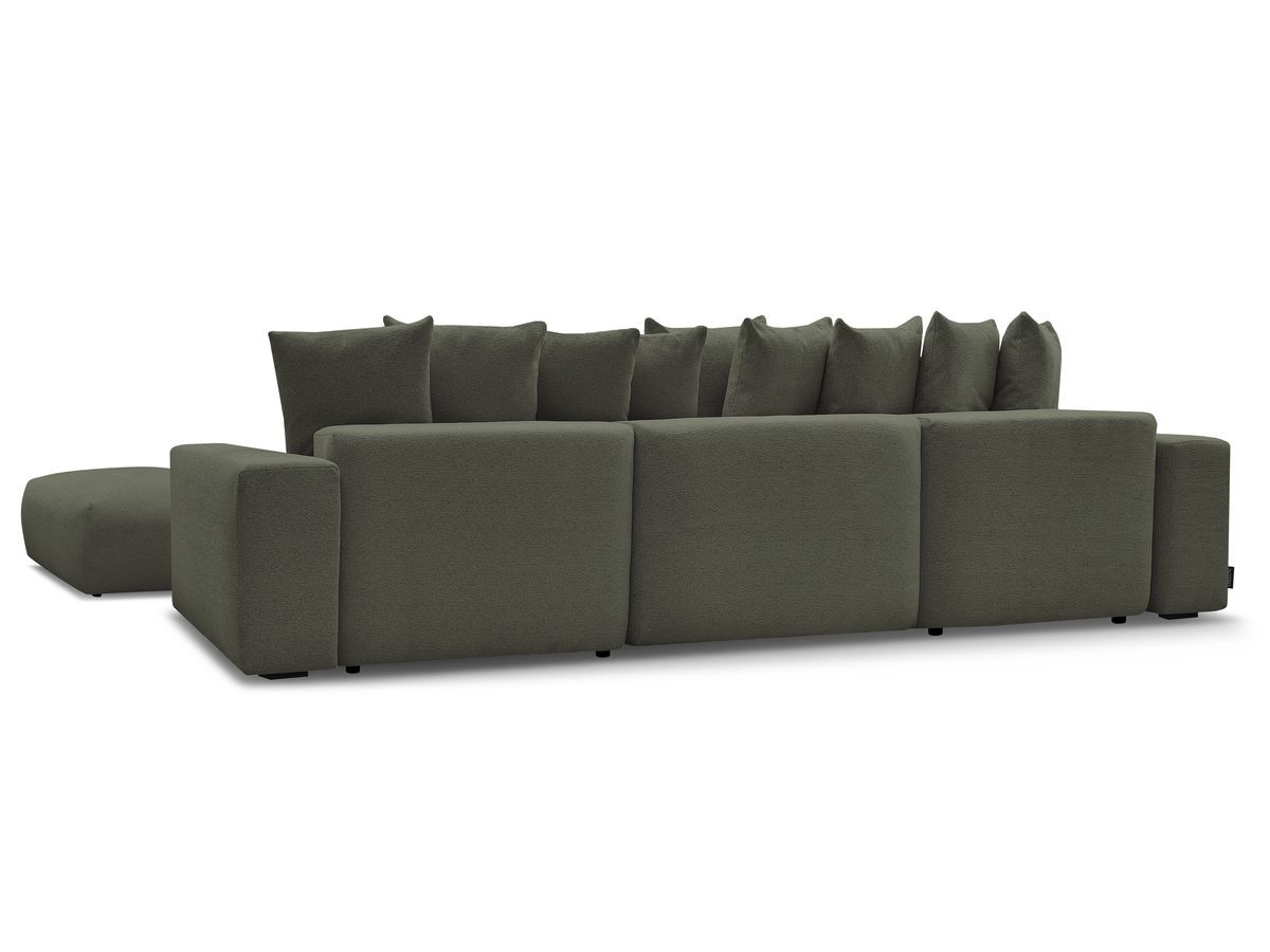 Canapé panoramique convertible coffre VOLTAIRE tissu chiné avec pouf