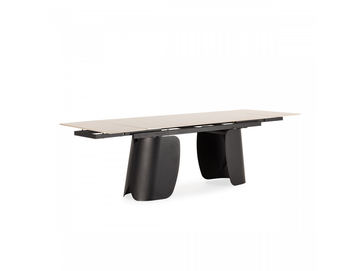 JULIA uitschuifbare eettafel 180 tot 260 cm met travertin-effect stenen blad