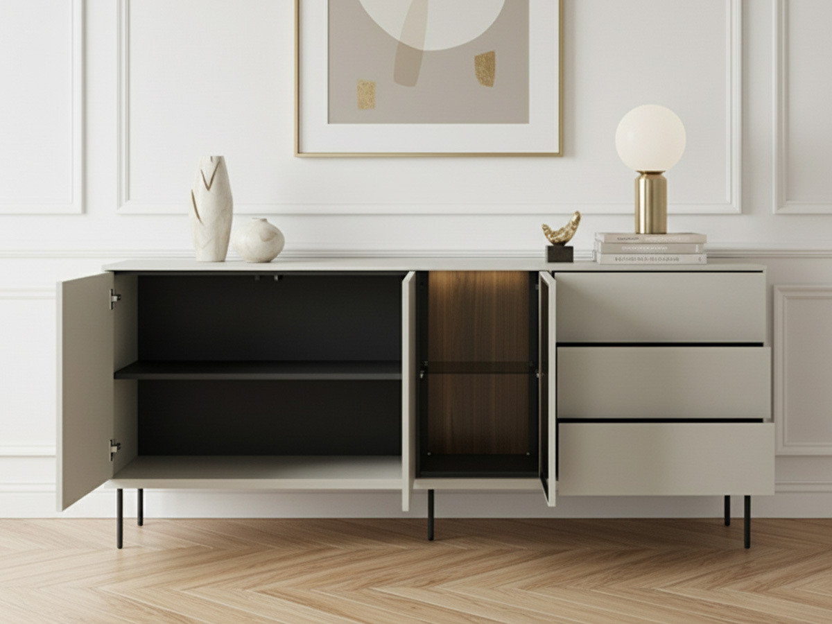 ESPERA 3-deurs, 3-laden dressoir 194 cm met LED's