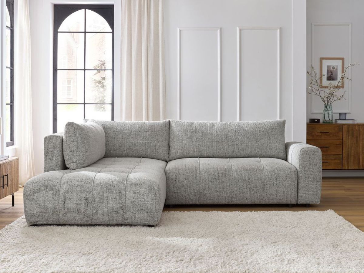 Canapé d'angle L convertible coffre ARSENE gris clair — vue 5