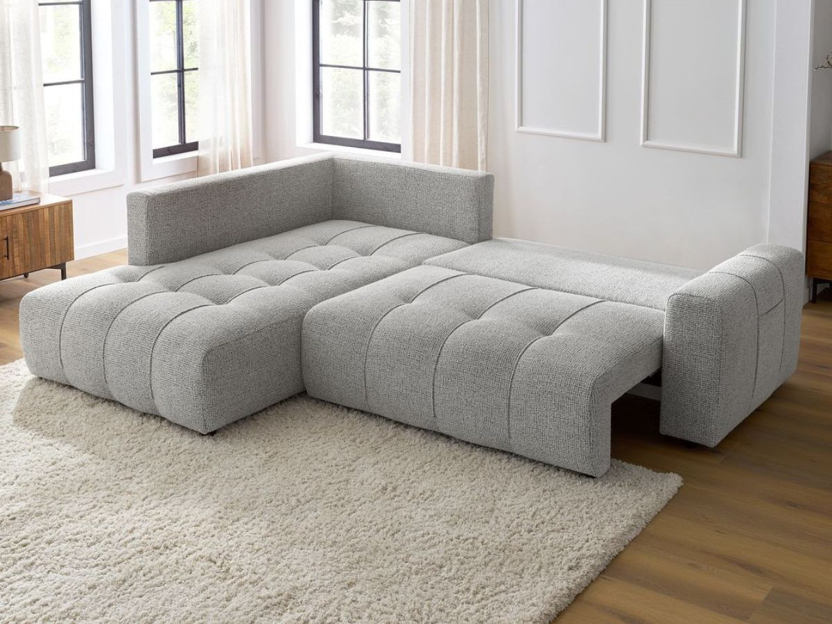 Canapé d'angle L convertible coffre ARSENE gris clair — vue 6