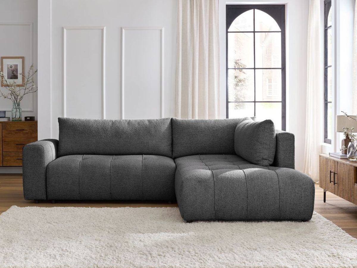 Canapé d'angle L convertible coffre ARSENE gris foncé — vue 4