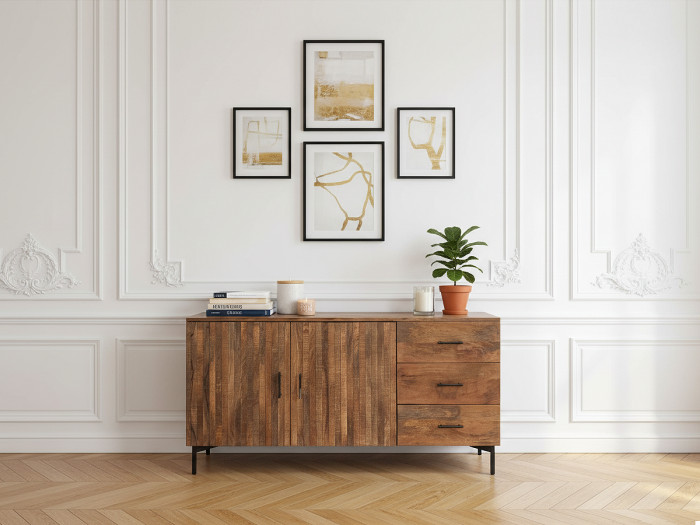 Buffet 2 portes 160 cm BALTHAZAR Bois massif de manguier