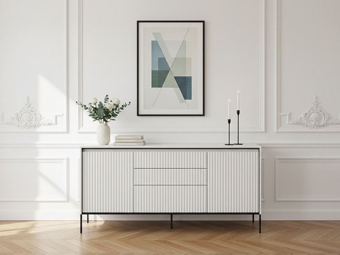 Buffet 2 portes 166 cm LENARA avec tasseaux et LED